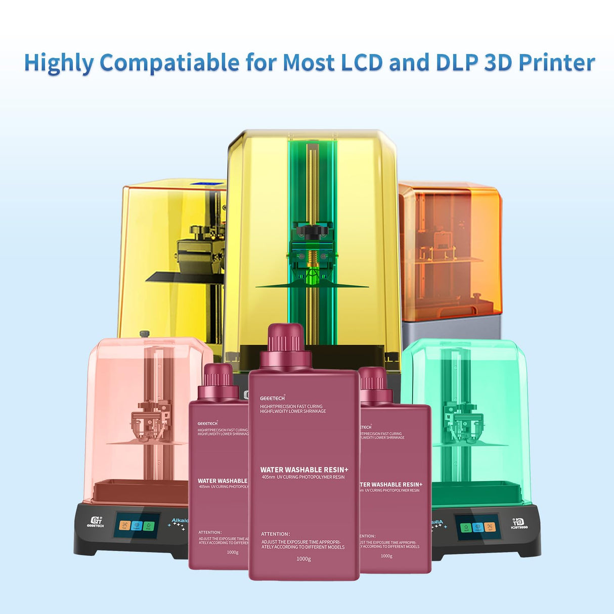 GEEETECH Upgraded Water Washable 3D Printer Resin, UV-Fast-Curing Resin 405nm Photopolymer Resin, High Precision 3D Water Wash Resin for LCD/MSLA/DLP 3D Printer Printing (Skin Colour, 1kg) Geeetech