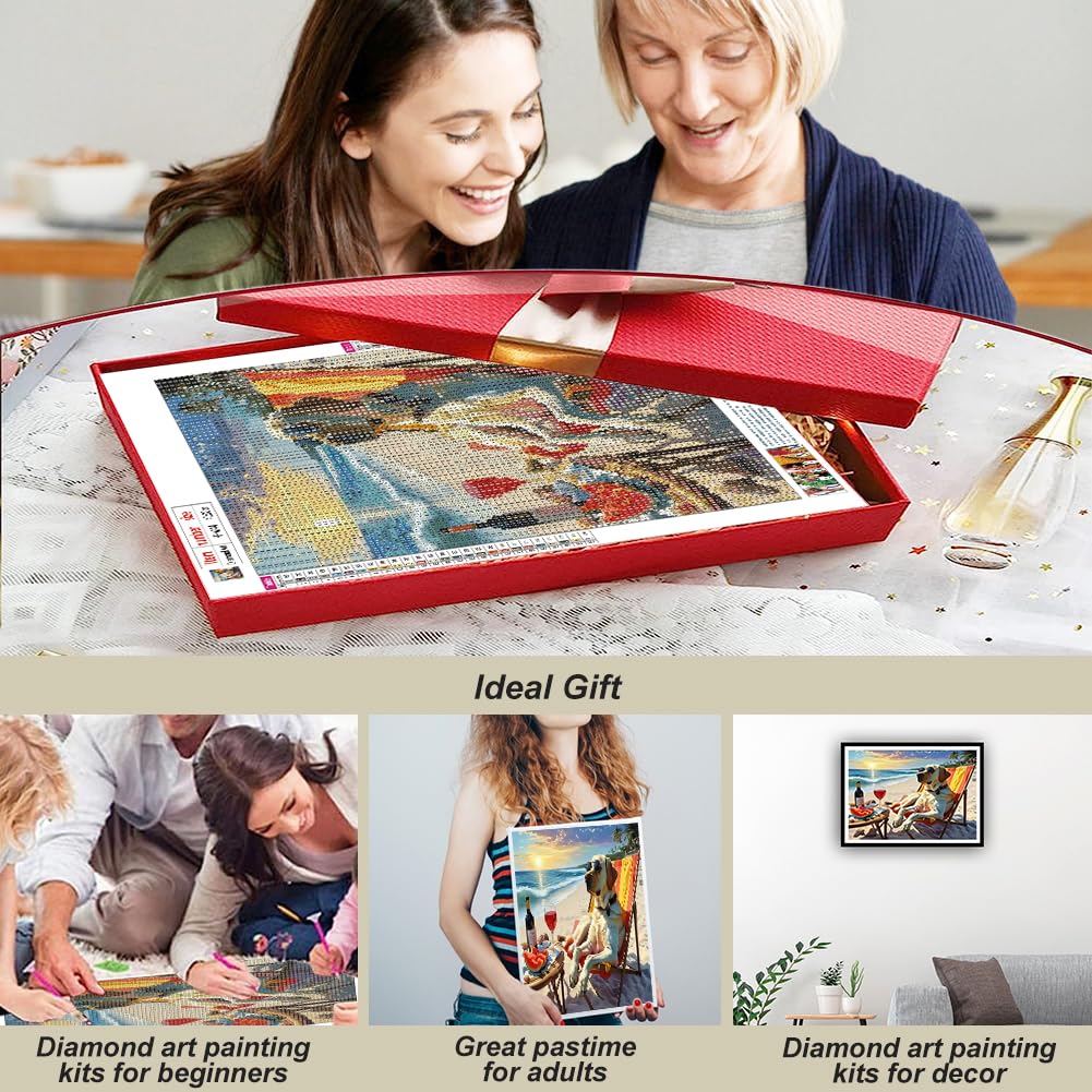 hill froeistung Dog Diamond Art Painting Kits for Adults,Beach Diamond Art Kits for Beginners, 5D DIY Round Full Drill Diamond Dots Gem Art Craft for Home Decor Gift 12x12inch hill froeistung