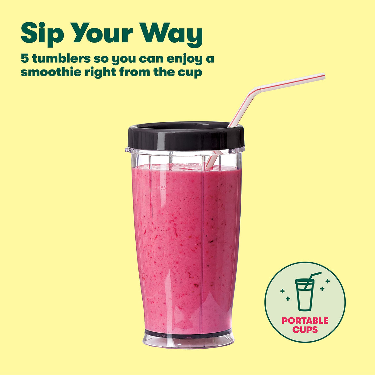 BELLA Personal Size Rocket Blender for Smoothies and Protein Shakes, Portable Juice Maker and Mini Food Processor and Grinder, 12 Piece, BPA Free Accessories, 240 W, Stainless Steel BELLA