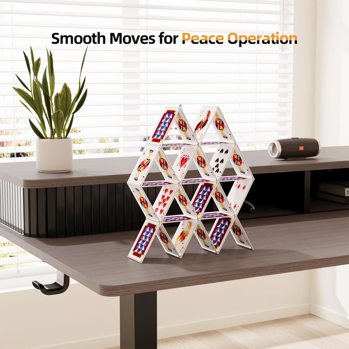 JOY worker Height Adjustable Electric Standing Desk with Storage Shelves, 55Inch Table with Built-in Monitor Stand, Sit Stand Desk with 2 Hooks for Home Office, Grey Desktop & Black Frame JOY worker