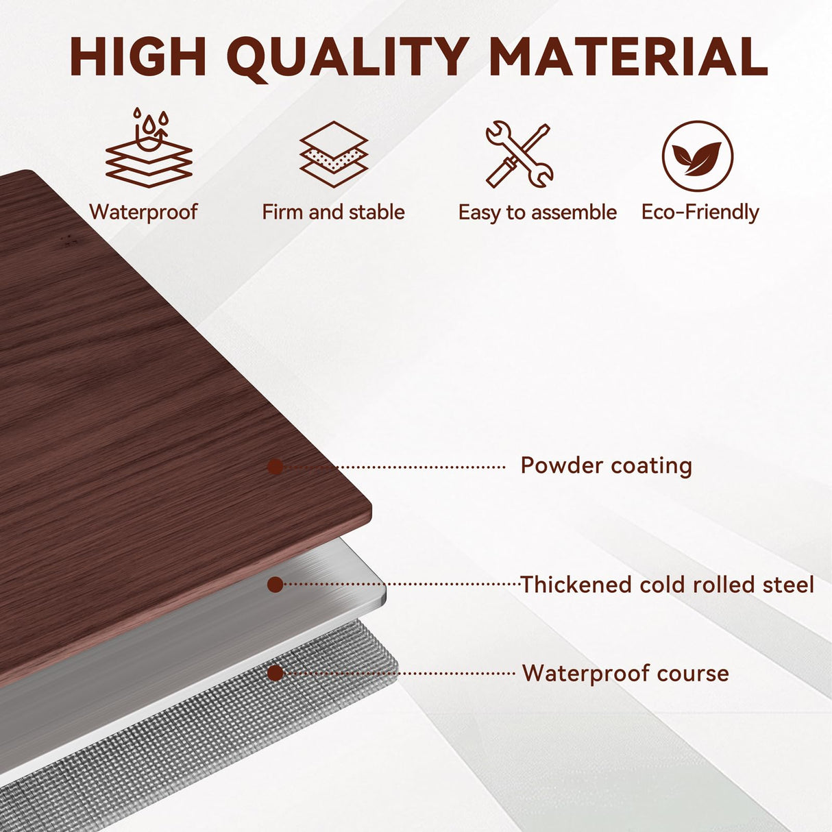 Kubohogar Display Cabinet with Glass Doors,71" Metal Curio Cabinets with 4 Adjustable Shelves, 5 Tier Display Case for Collectibles, Metal Storage Cabinet, Brown Kubohogar