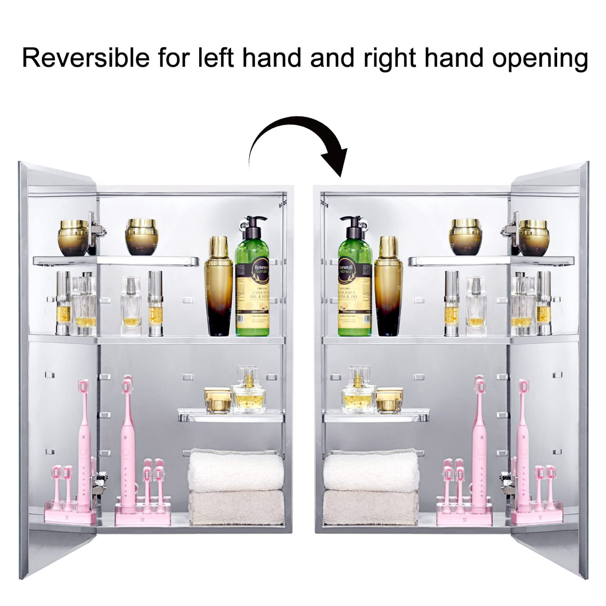 Fundin Bathroom Wall Cabinet with Half Cut Shelves,14.8 x 25.6 Stainless Steel Storage Cabinet, Bathroom/Living Room Medicine Cabinet Fundin