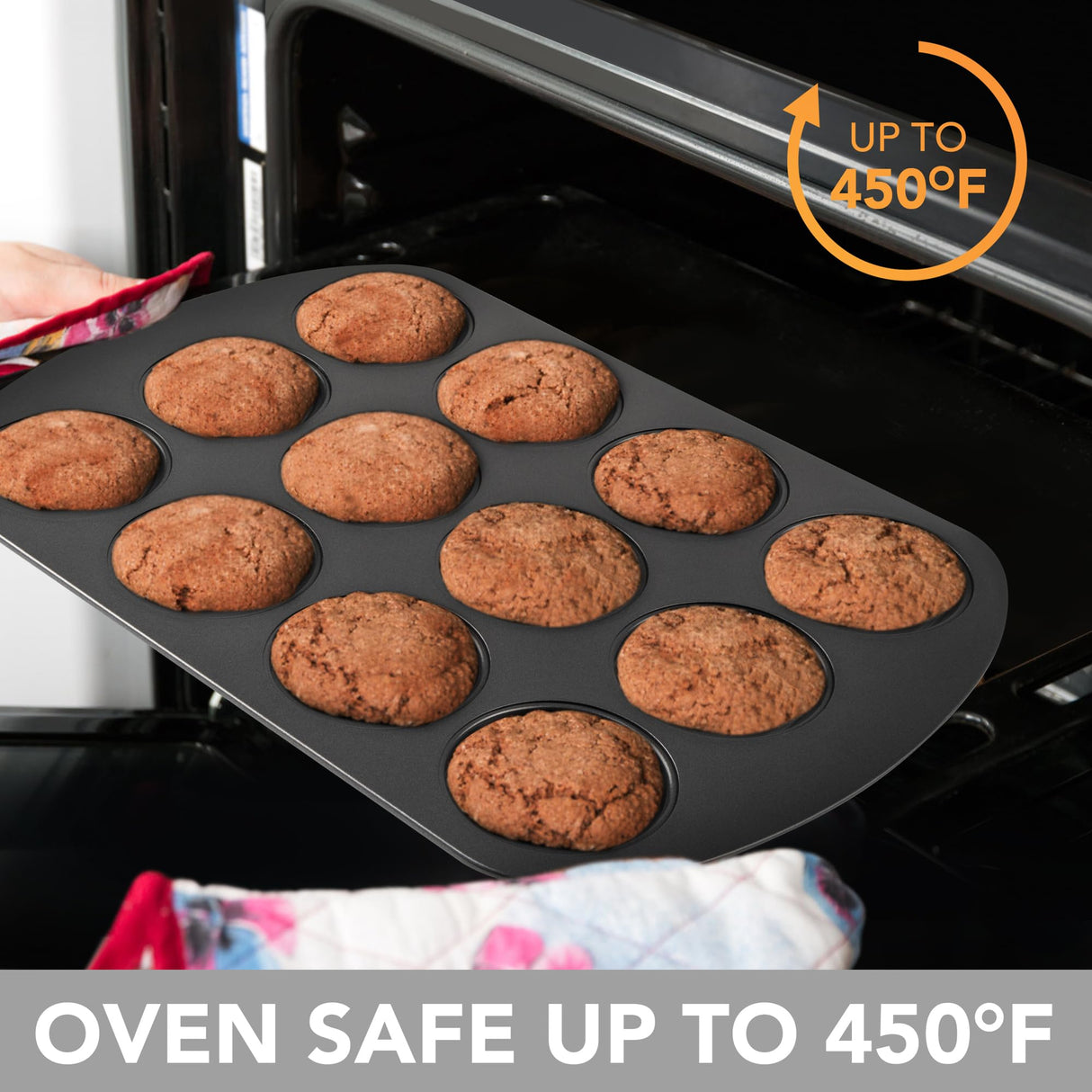 Tiawudi Muffin Top Pan, 12 Cavity Cupcake Pan, Nonstick Baking Pan for Eggs, Cornbread and Cookies, Whoopie Pies Pan, 3 Inch Yorkshire Pudding Pan, Set of 2 Tiawudi