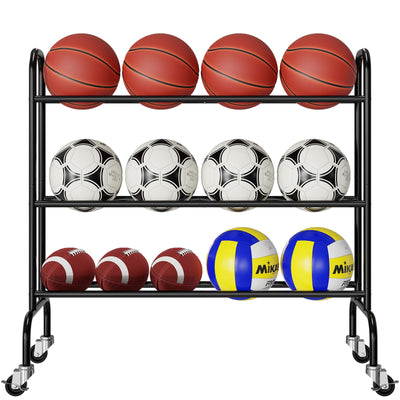 SUFAUY Sports Equipment Organizer, Garage Basketball Rack, Gear & Ball Storage Rack, Outdoor and Indoor Rolling Balls Cart with Wheels