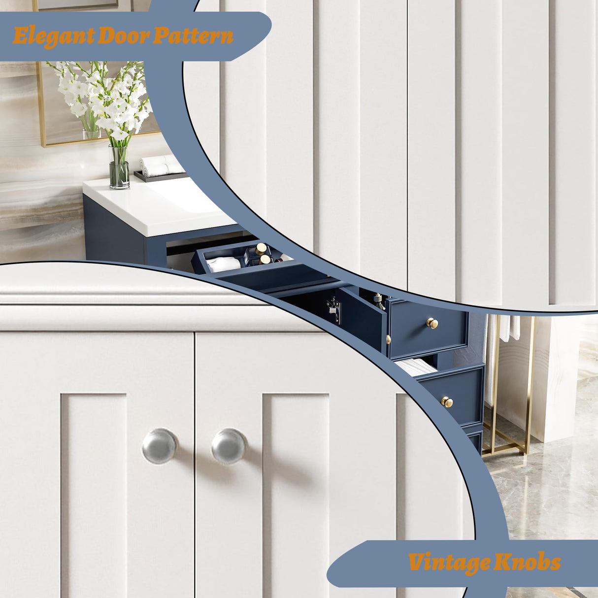 36 Inch Bathroom Vanity with Sink, Bathroom Vanities 36-Inch with Sink, Modern 36 Bathroom Sink Vanity with 2 Drawers, 1 Flip Drawer and Cabinet for Bathroom No Mirror (White) Mirightone