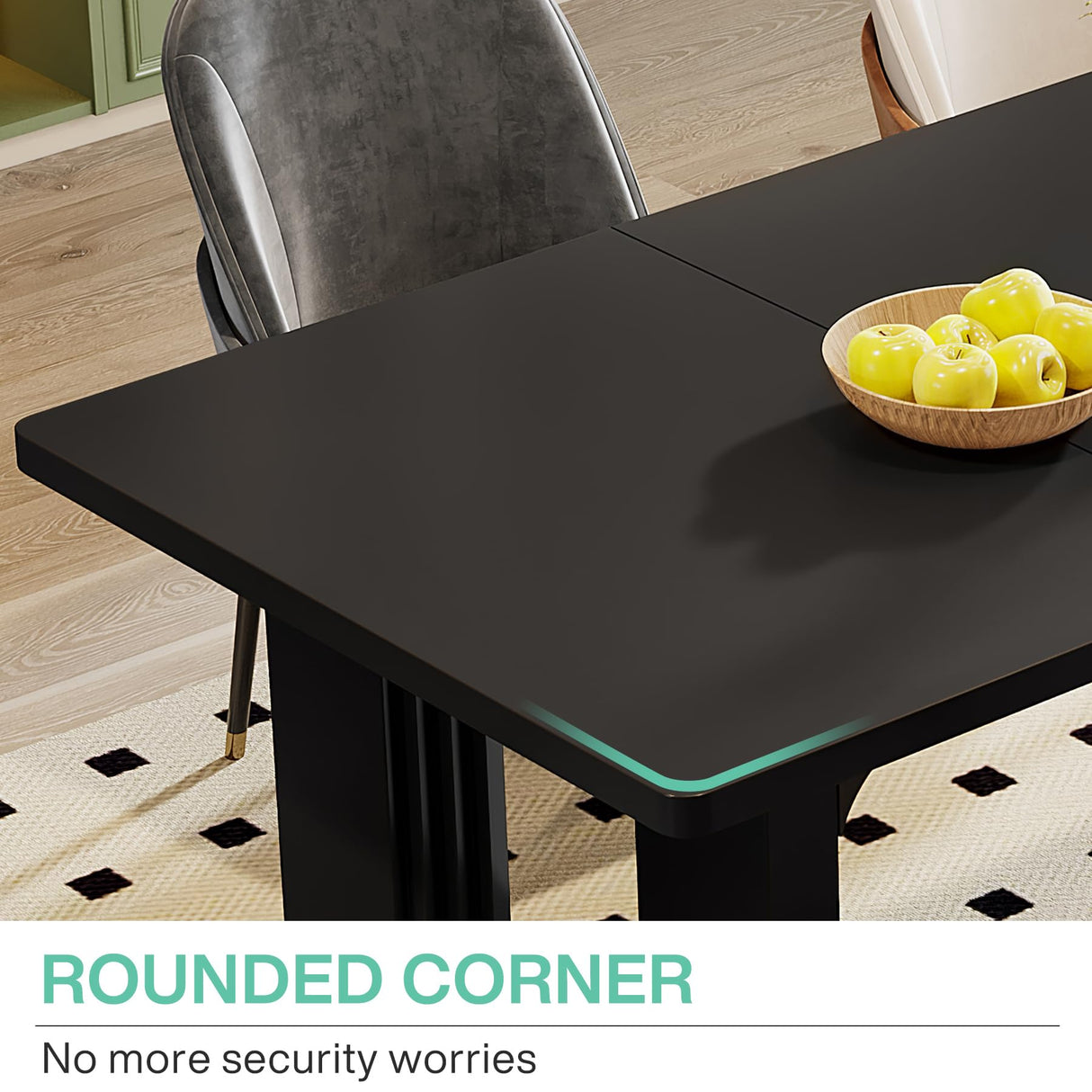 Tribesigns Modern Dining Table for 6 to 8 People, 71" Large Kitchen Dining Table with Wood Pedestal Base, Rectangular Long Dinner Table for Kitchen, Dining Room, Living Room, Black Tribesigns