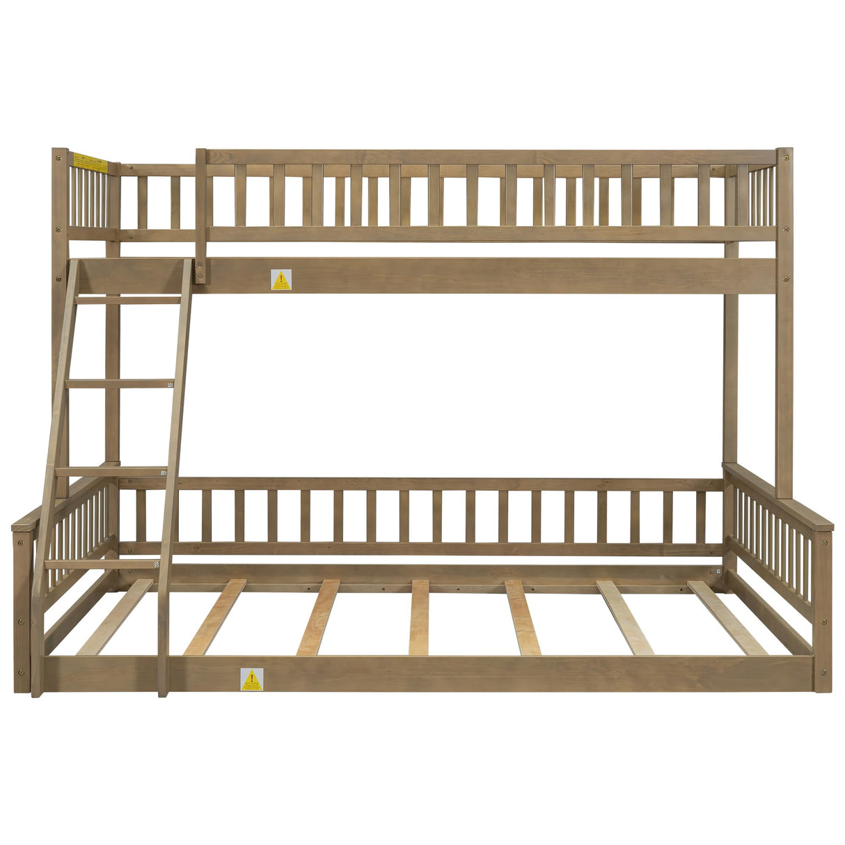 DNYN Twin XL Over Queen Bunk Bed for Kids Bedroom,Solid Wood Convertible Bedframe w/Ladder & Safety Guardrails,Can be Separated & Easy Assembly & Super Save Space & No Box Spring Needed, Natural DNYN