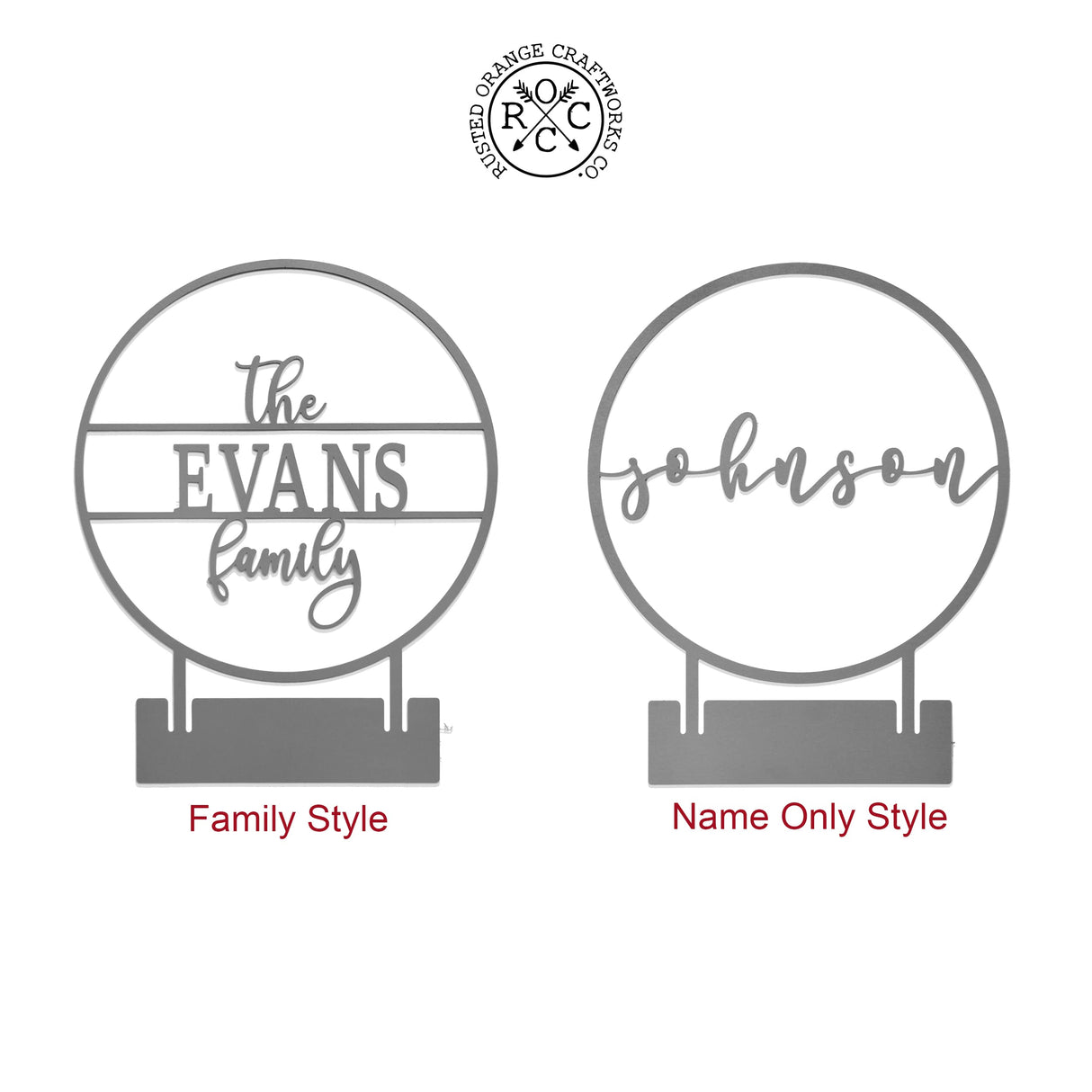 ROCC RUSTED ORANGE CRAFTWORKS CO. Anderson Tabletop or Shelf Personalized Name Sign - freestanding personalized family name sign last name signs for home decor custom name sign standing (4 inch Name Only) ROCC RUSTED ORANGE CRAFTWORKS CO.