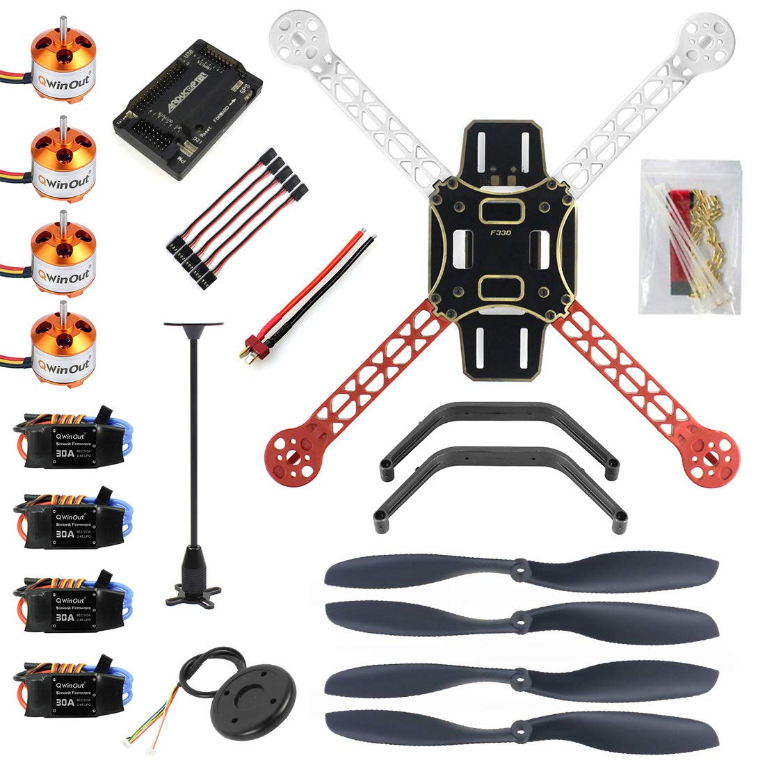 QWinOut 330mm DIY RC Drone Kit F330 Frame RC Quadcopter 4-Axle UFO Unassembly Kit 6M GPS APM2.8 Flight Control for Beginners (No Battery and Remote Controller) QWinOut