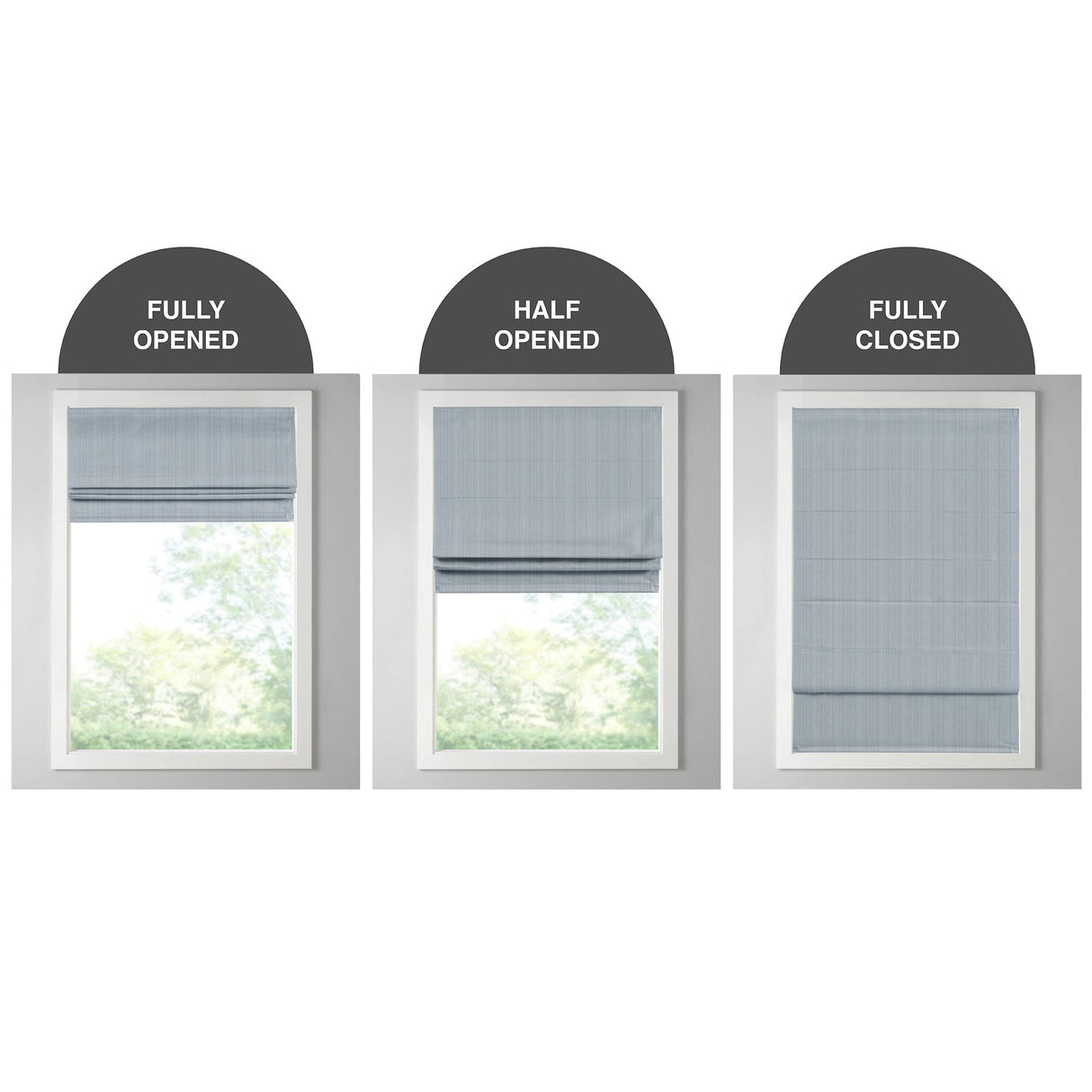 Madison Park Galen Cordless Roman Shades - Fabric Privacy Single Panel Darkening, Energy Efficient, Thermal Insulated Window Blind Treatment, for Bedroom, Living Room Decor, 31" x 64", Blue Madison Park