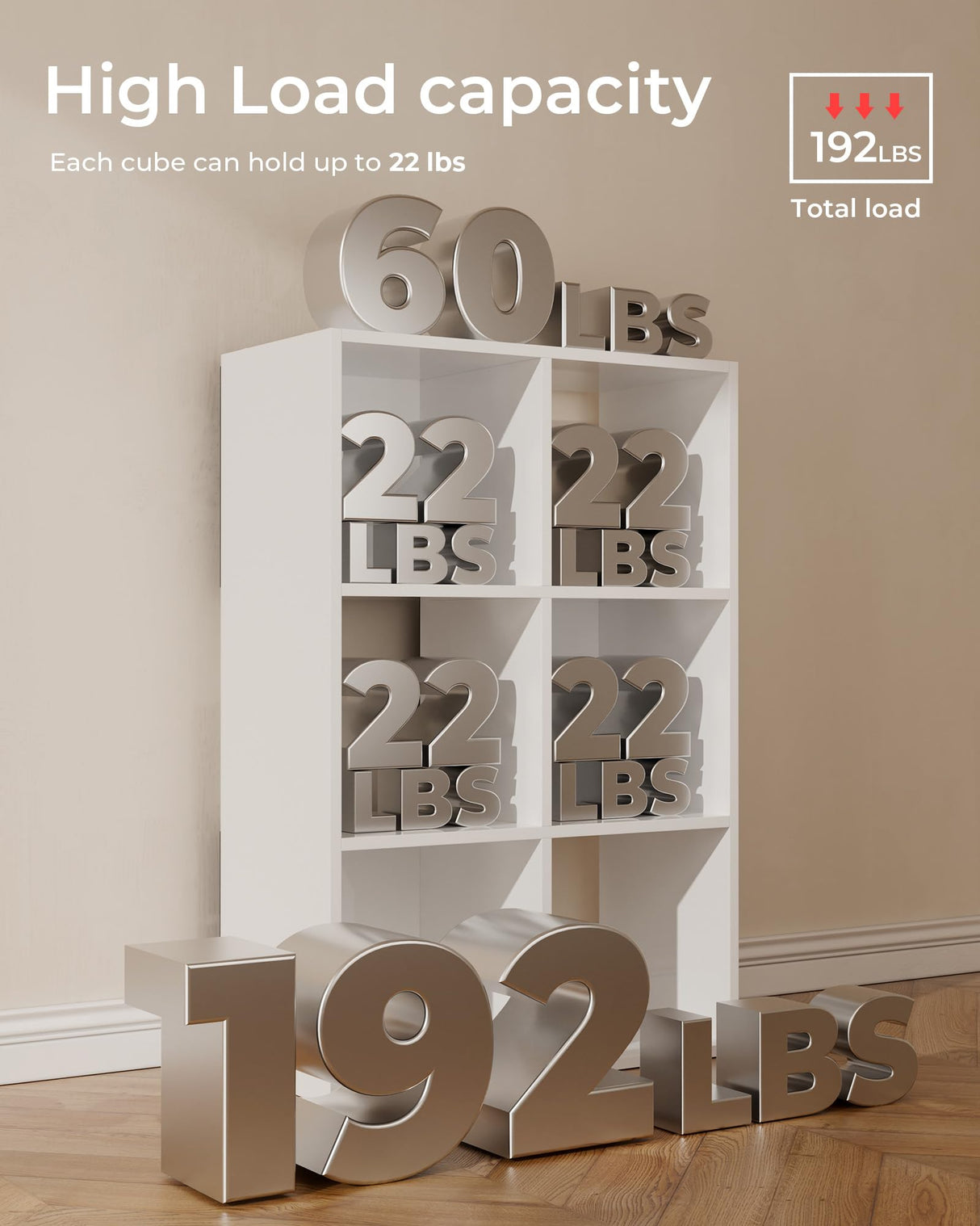 GTPLAYER 6-Cube Storage Organizer, Fits 11" Bins, Vertical or Horizontal Use, Opening Bookshelf, Partial Back Panels, Stackable Design Bookcase, for Closet, Bedroom, Home Office, White GTPLAYER