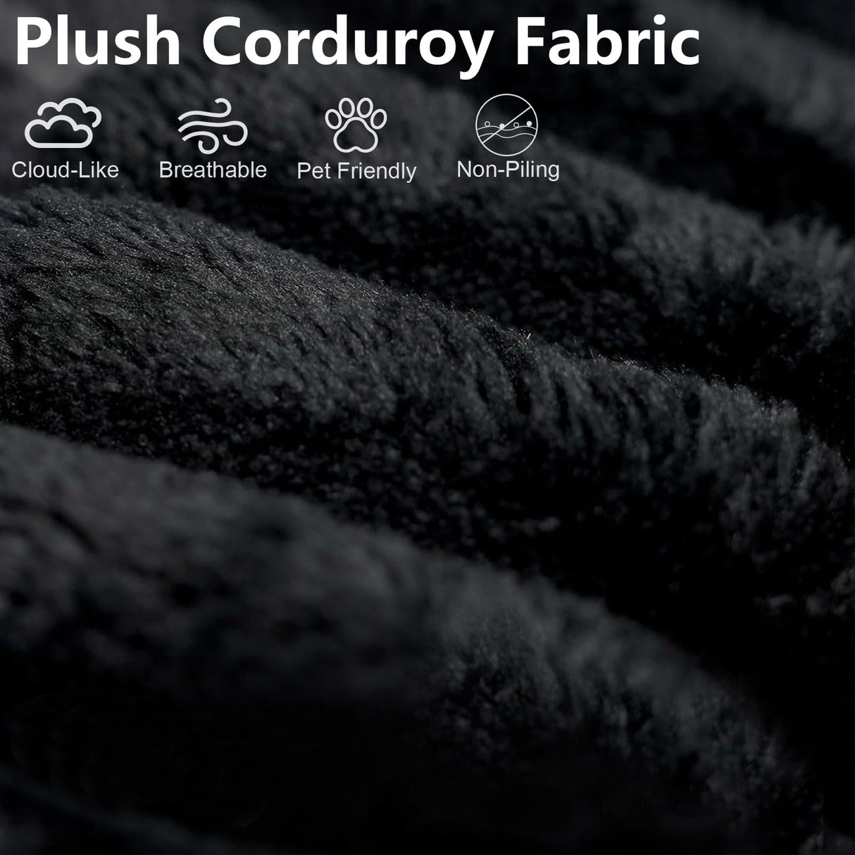 63" Boneless Loveseat Sofa - Cloud Couch with Memory Foam, Comfy Deep Seat - Corduroy Floor Sofa, No Assembly Required - Small Space Friendly for Living Room, Bedroom, Apartment, Black Sgapork