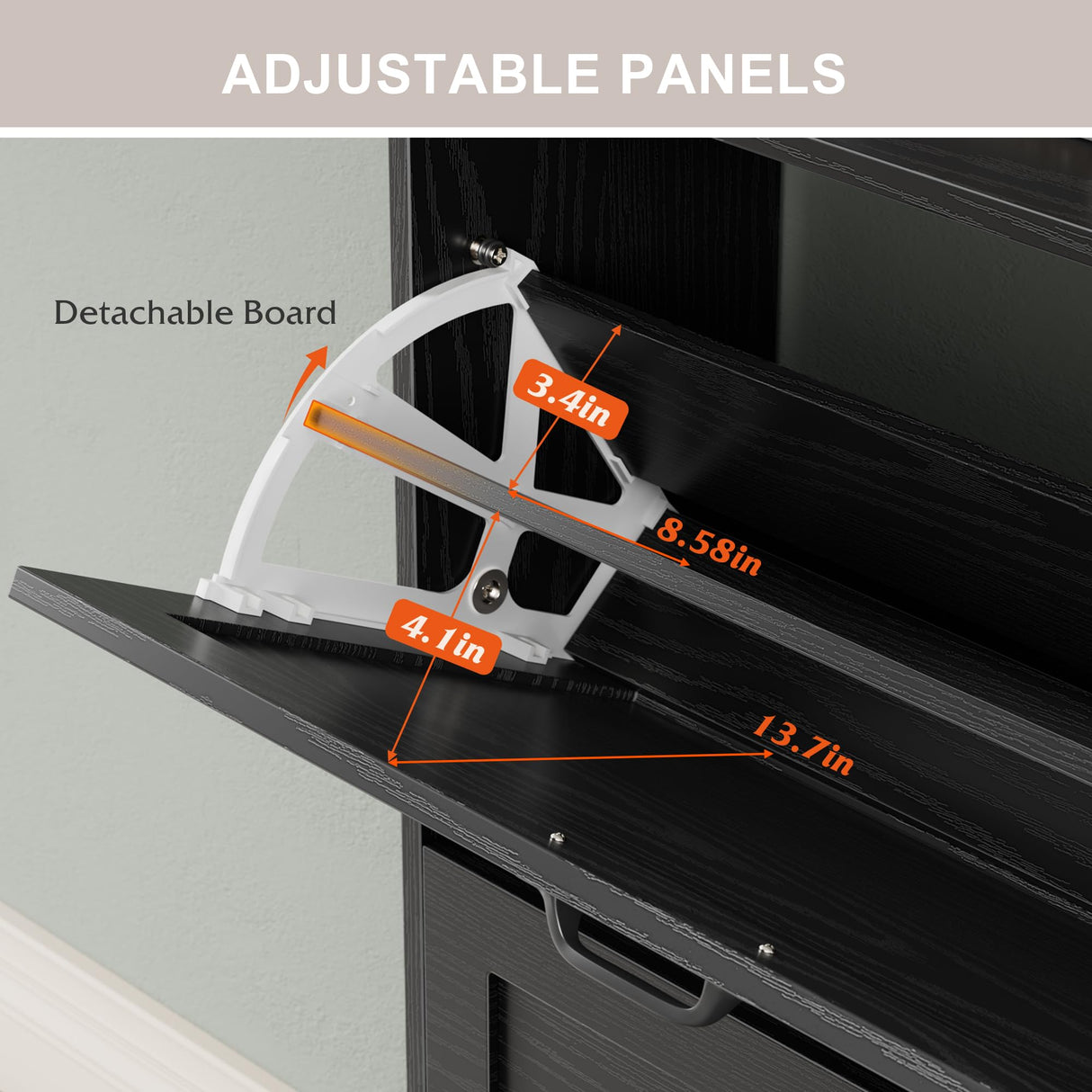 Nicetree Shoe Storage Cabinet with 2 Flip Drawers, Freestanding Shoe Organizer, Shoe Cabinet with Metal Legs, Narrow Shoe Rack Cabinet, Farmhouse Slim Shoe Cabinet for Entryway, Foyer, Hallway, Black Nicetree