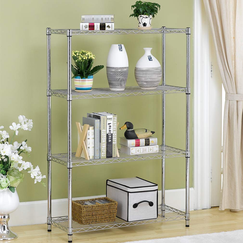 BestOffice Adjustable Wire Shelving Storage Shelves Heavy Duty Shelving Unit for Small Places Kitchen Garage (Chrome, 36×14×54) BestOffice