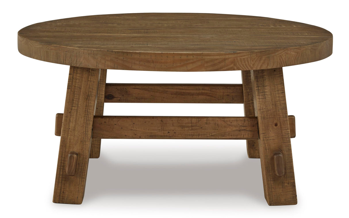 Signature Design by Ashley Mackifeld Round Coffee Table, Warm Brown Signature Design by Ashley