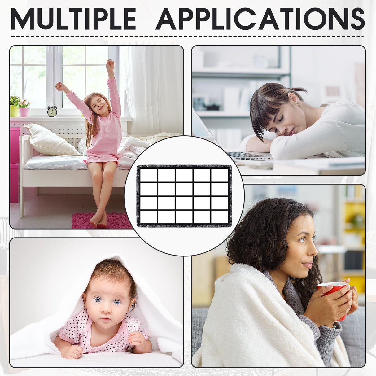 Kinlop 5 Pcs 59"x40" Sublimation Blank Throw Blanket for Heat Press Printed Blanket Soft Flannel Nap Custom Blanket with Tassel for Adult DIY Home Decor(20 Printable Photos Panel) Kinlop