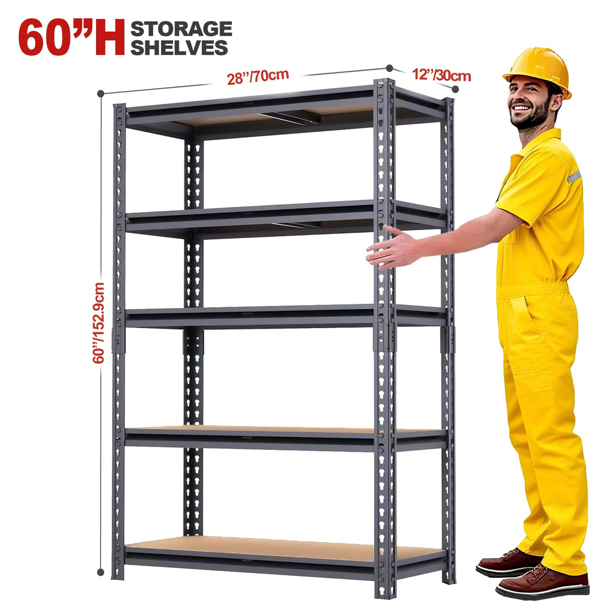 SAMRELAX 5 Tier Storage Shelves, 60" H x 28" W x 12" D Metal Heavy Duty Garage Shelving Unit, Adjustable Utility Rack Shelf for Basement Pantry Closet Shelves SAMRELAX