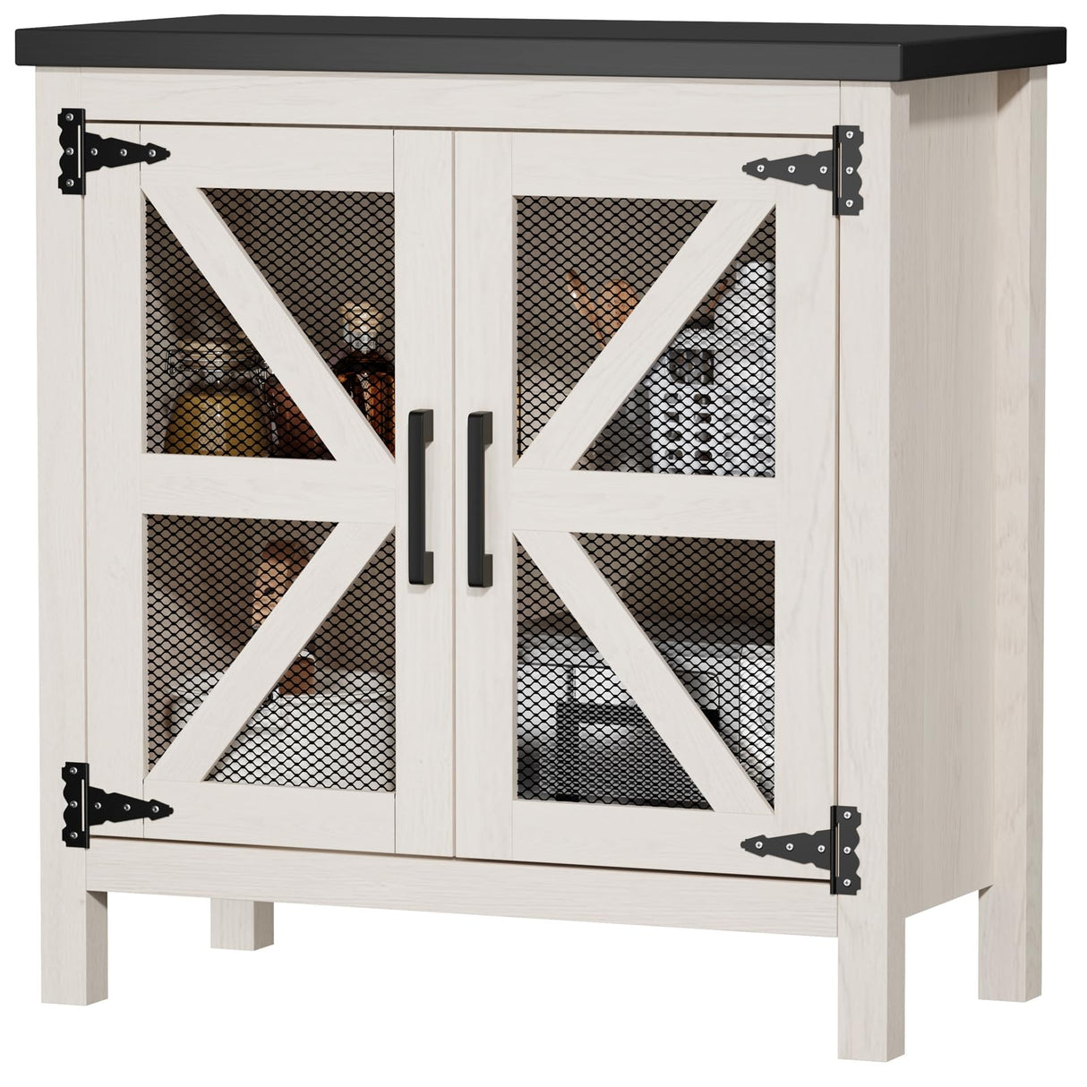 ANWBRAOD Farmhouse Buffet Cabinet 31.4" Sideboard Storage Cabinet with Barn Door and Adjustable Shelf Wood Rustic Accent Cabinet for Dinning Room, Kitchen, Hallway ULSC003W ANWBROAD