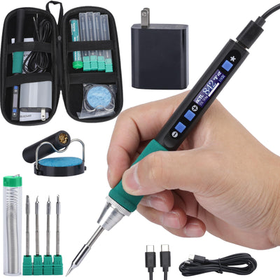 WEP 928D-IV Soldering Iron Kit with Fast Heating with C235 Tip, Dynamic Screen, Compact USB Soldering Iron with Tool Bag, Multi-Functional Cover, Type-C Charging, Sleep Mode, PD/QC Protocols