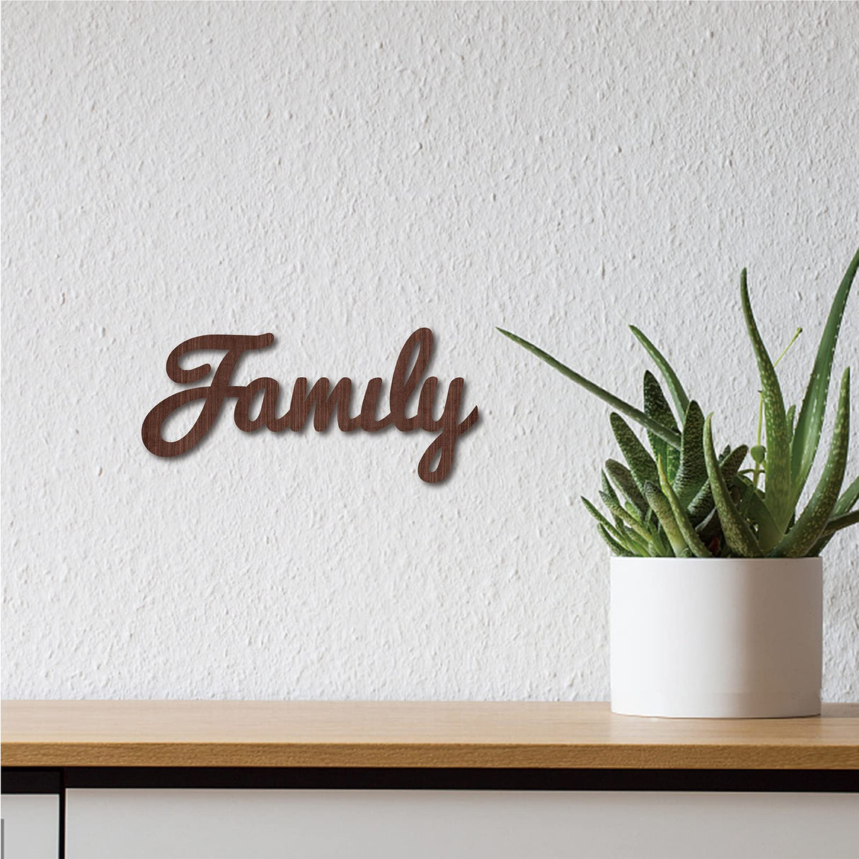 CREATCABIN Cutout Sign Family Letter Wooden Wall Art Decor Wood Word Sculpture Signs Rustic Farmhouse for Housewarming Home Front Door Entryway Wall Decoration, Brown, 11.9 x 5.5inch CREATCABIN