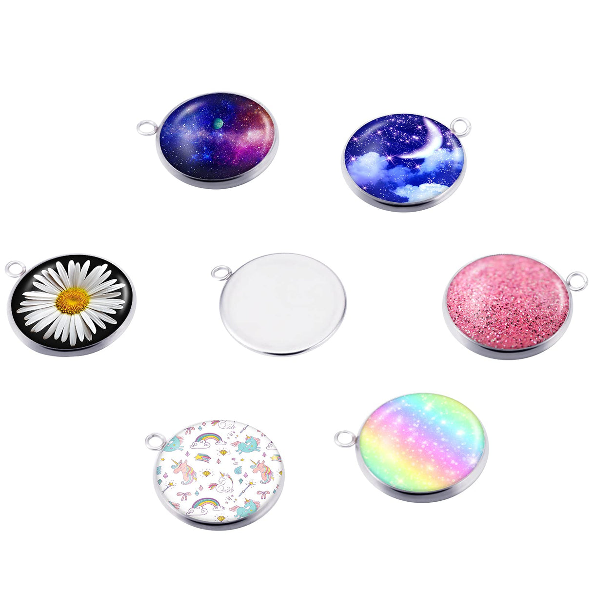 60 Sublimation Pendant Tray for Jewelry Making Include 20 Round Blank Pendant Base 20 Flatback Clear Glass Dome 20 Aluminum Sheet Sublimation Blanks Jewelry for DIY (20 mm) Hicarer