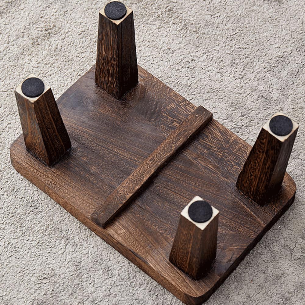 Tung wood step stool with non-slip rubber feet, small step stool for bedroom, kitchen and living room, load capacity up to 300 lbs, sturdy and durable, no assembly required TEMIREN