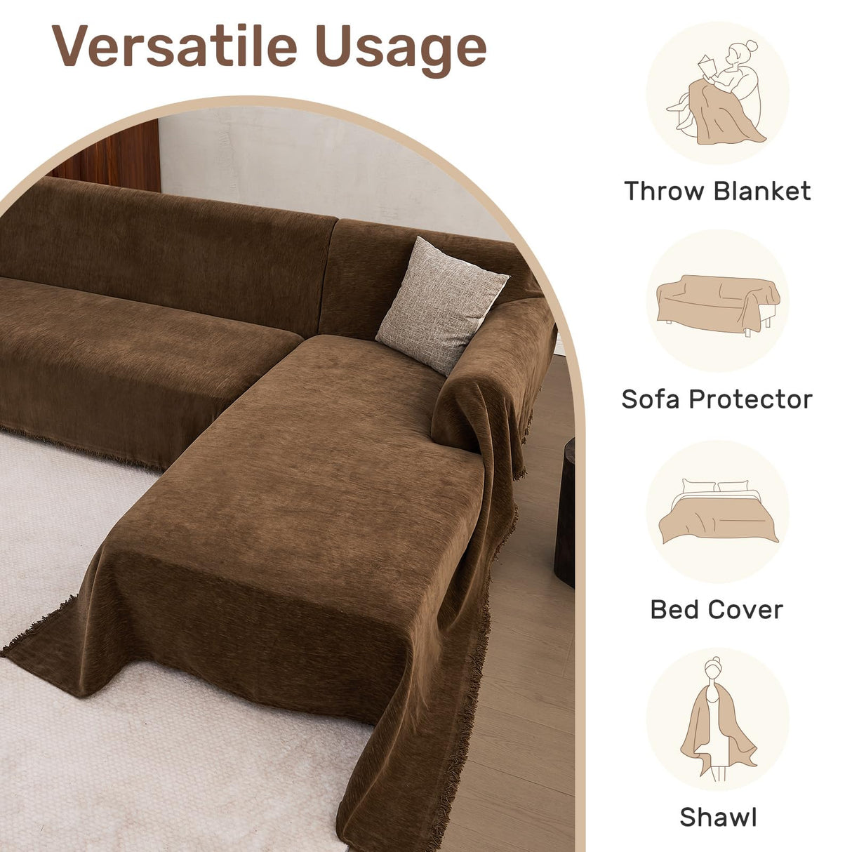 Houmiggle Sectional Couch Covers, 2 Pieces Washable L Shaped Couch Covers Sofa Blanket for Dogs Pet Friendly Sectional Sofa Slipcovers Furniture Protector,71"x 110"+ 71"x 118",(X-Large,Coffee) Houmiggle