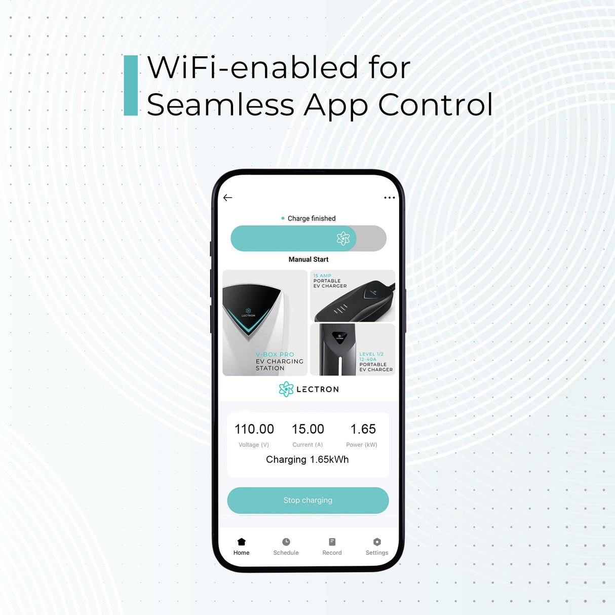 Lectron Level 1 J1772 Charger (WiFi Version) - 110V, 15 Amp, NEMA 5-15 Plug, 16 ft Extension Cord - Portable Electric Car Charger for J1772 Evs Lectron