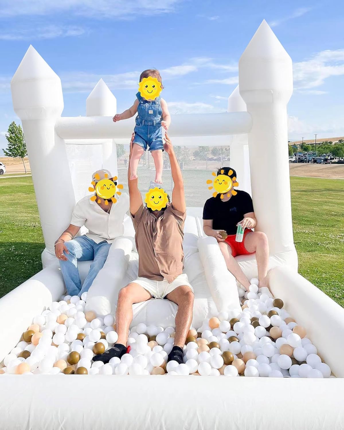 iLink-outer White Bounce House for Kids - 13x8x8FT Oxford White Bouncy House with Slide & Ball Pit, Perfect for Parties & Events,Safe and Fun for All Ages iLink-outer