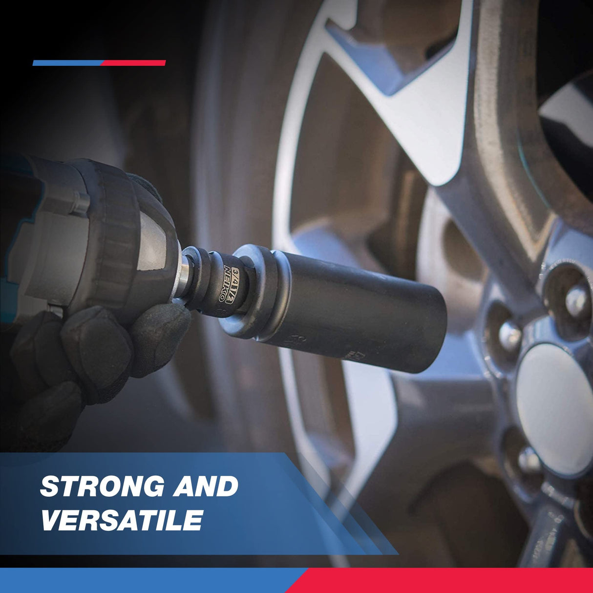 NEIKO 30249A 5 Piece Impact Socket Adapter Set, Standard SAE, 1/4, 3/8, 1/2" Cr-V Steel Impact Driver & Wrench Conversion Kit Socket Reducer, Locking Socket Adapter Set NEIKO