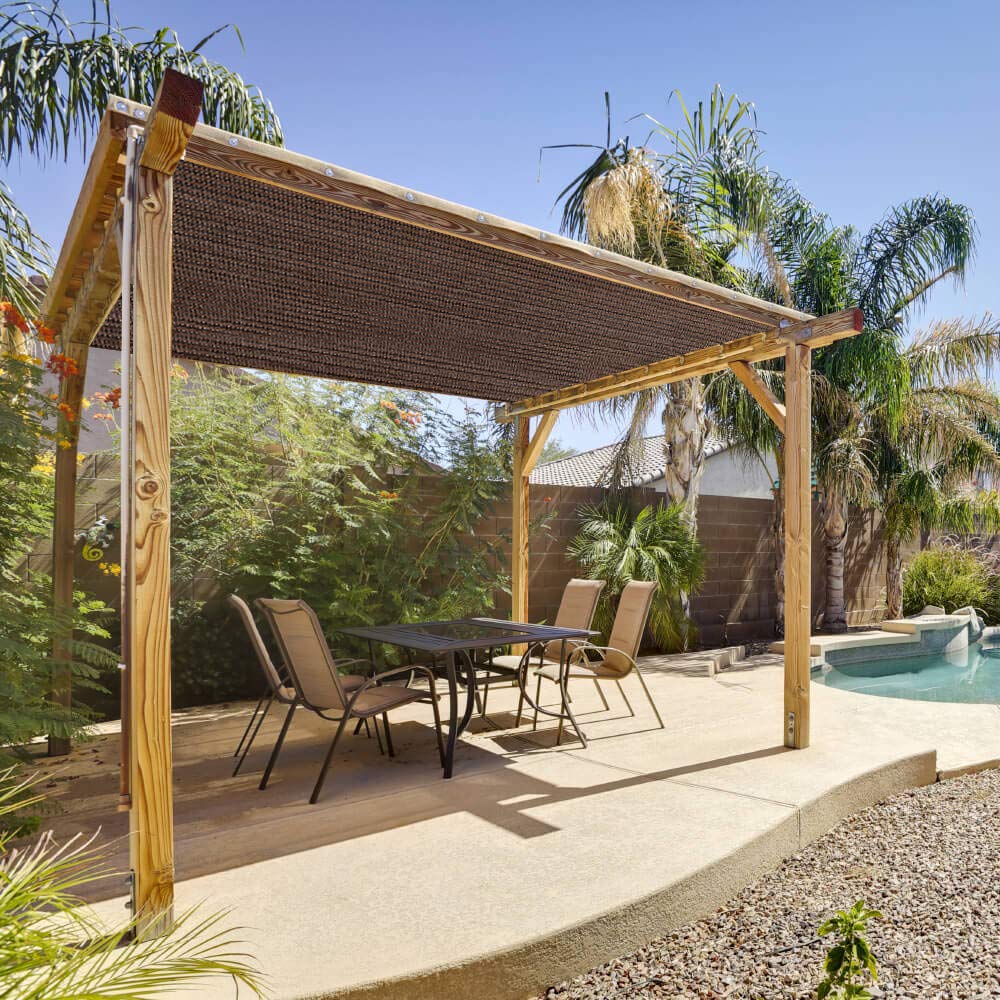 Eden's Decor Square 15' x 15' Brown Sun Shade Sail Canopy UV Block for Backyard Porch Pergola Lawn Garden Carport Eden's Decor