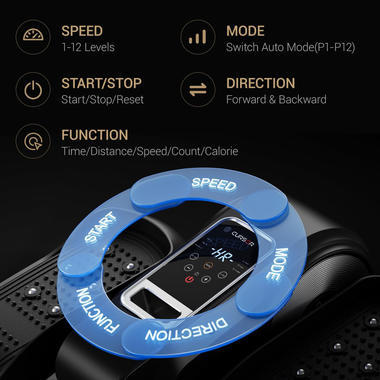 Under Desk Elliptical Machine, Electric Seated Pedal Exerciser, Mini Ellipse Leg Exerciser with Remoter, 12 Level Speeds, Forward & Reverse Direction, Manual & Auto Mode for Home Office CURSOR FITNESS