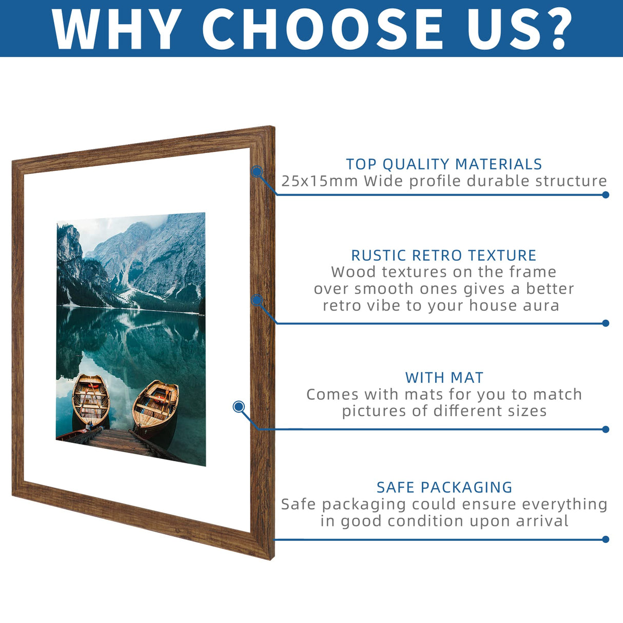 Hongkee 16x20 Frames Set of 2, Rustic Brown Wood Style - Display 16 x 20 Picture without Mat or 11x14 Picture with Mat, Wall Mounting Horizontal and Vertical Hongkee