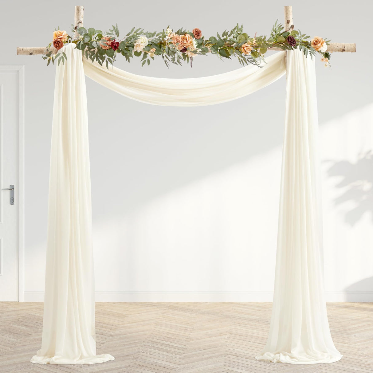30" x 20Ft Wedding Arch Draping Fabric, 1 Panel Ivory Sheer Curtain Drapes Extra Wide & Long Backdrop Curtains for Wedding Arch Ceremony Birthday Party Decorations Party Talk