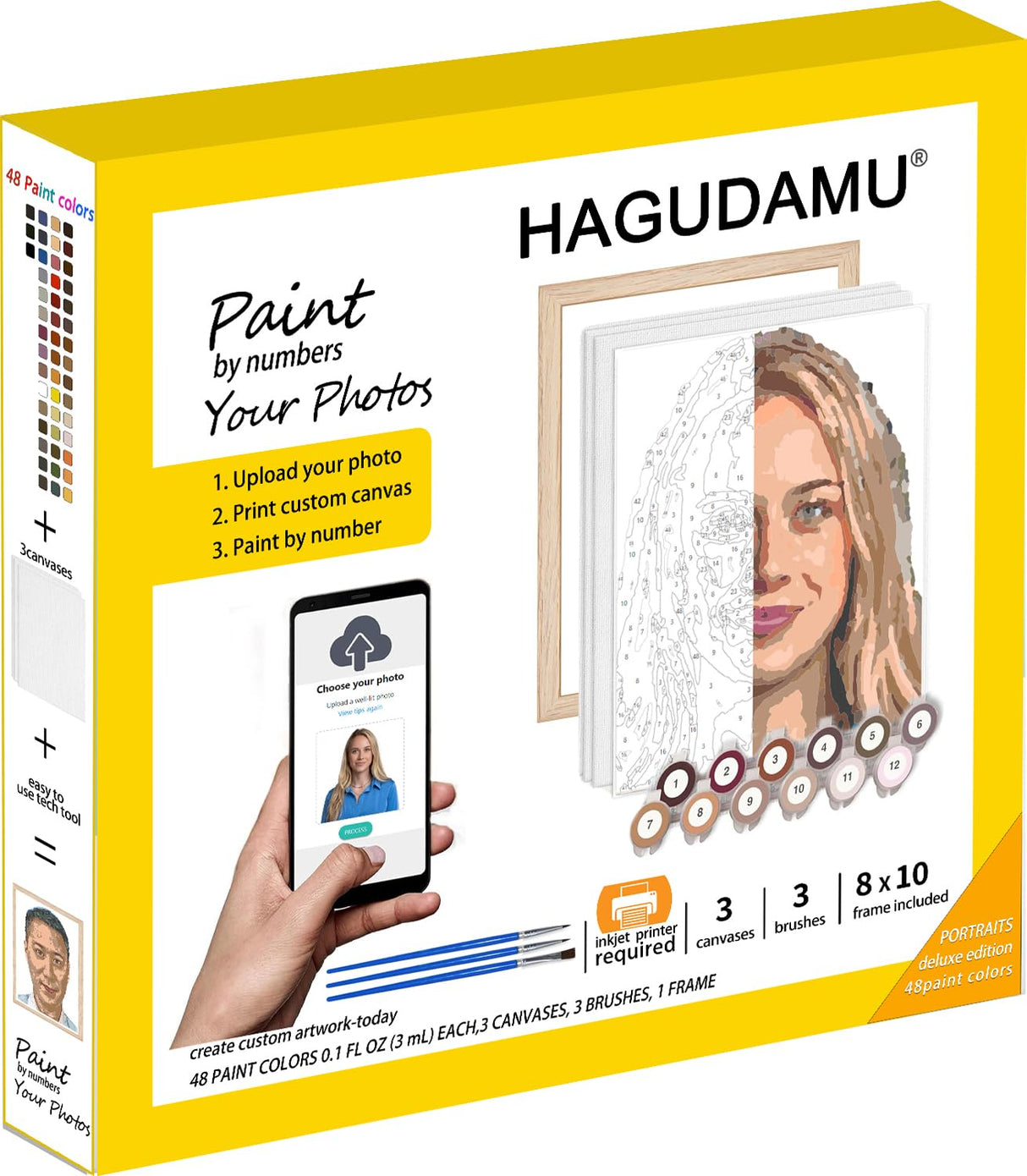 HAGUDAMU Paint by Number Kit for Adults,Portraits Deluxe Edition,Color Paint by Number Set Idea,Gift Choice for Family,Printable Canvas& with Brushes & Frame,Custom Paint by Number Technology HAGUDAMU