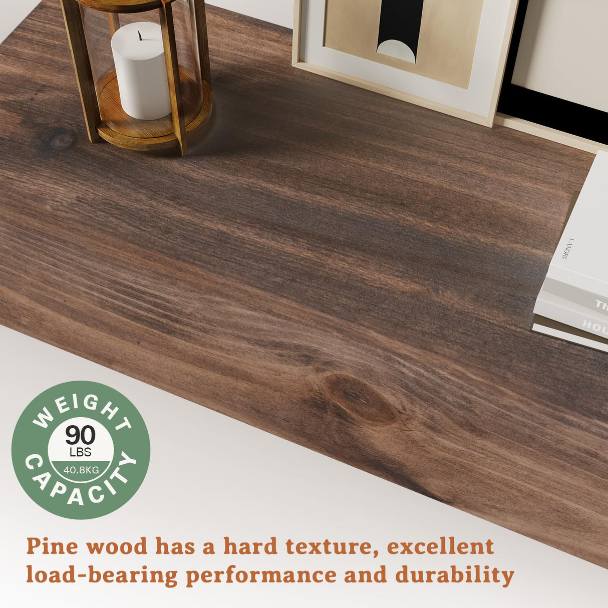 Fireplace Mantel, 60 Inches Hollow Wood Mantel with Invisible Heavy Duty Wood Bracket, Faux Fireplace Mantel for Over Fireplace, Rustic Floating Shelves for Wall, Brown Weyderk