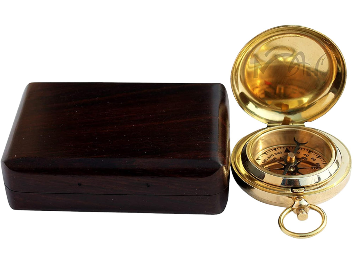 MAH Backpacking Navigation Handmade Brass Personalize Compass for Best Man Get Well Hiking Camping Hunting Trekking Sailing Adventure Travelling Graduation Day Birthday Gifts for Son Back to School MAH