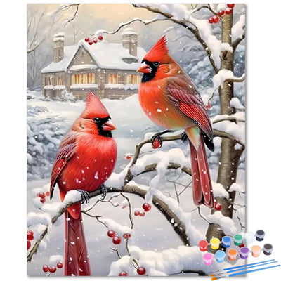 HMZephitiquc Cardinal Paint by Numbers Kit for Adults Canvas Christmas, Cardinal Paint by Number Christmas, Painting by Numbers, Easy DIY Crafts Home Wall Decor 16x20 in