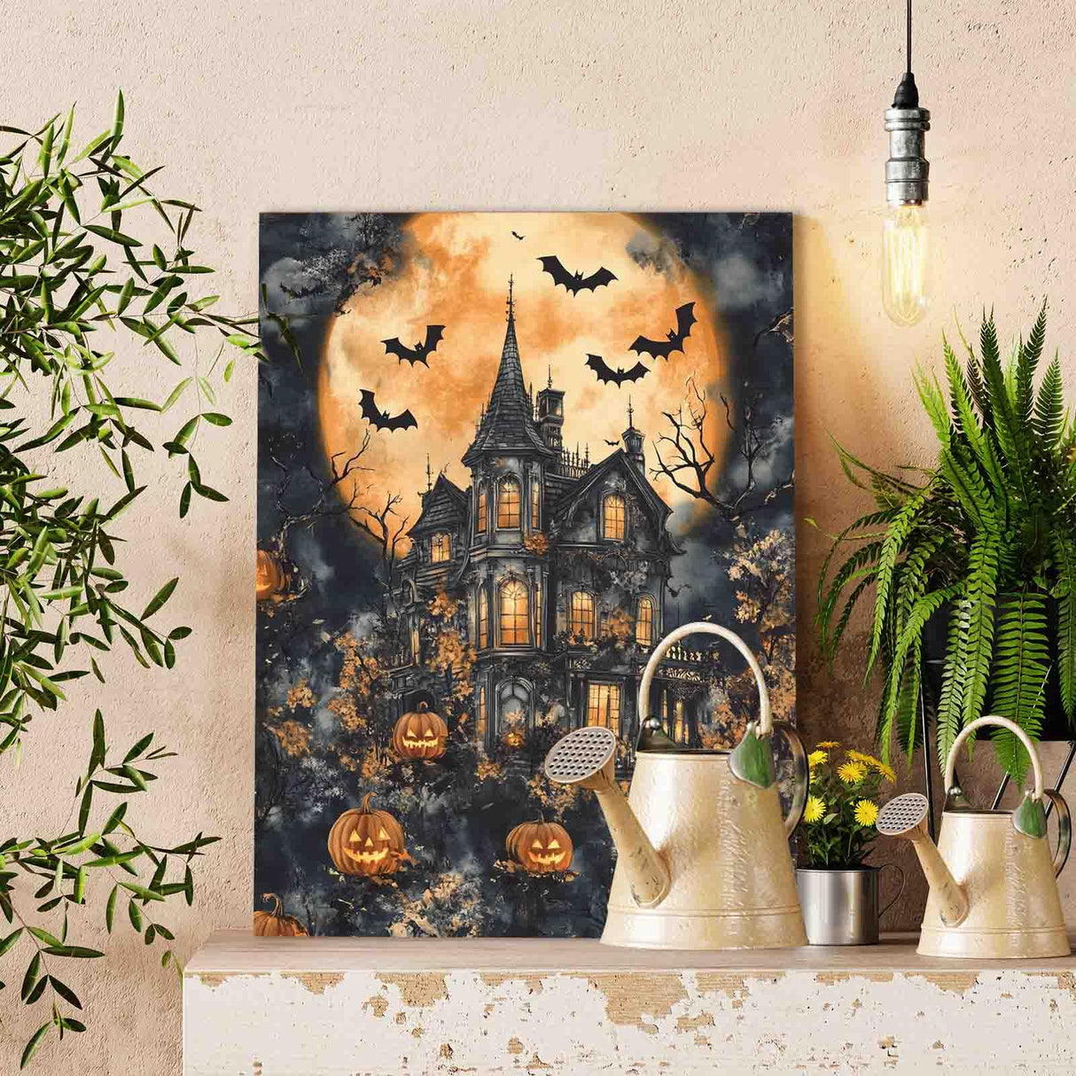Tucocoo Vampire's House Landscape Paint by Numbers for Adults Halloween Spooky Castle Scenery DIY Halloween Decor Paint by Numbers Acrylic Paint Canvas Painting Kits 16x20 Inch(Without Frame) Tucocoo
