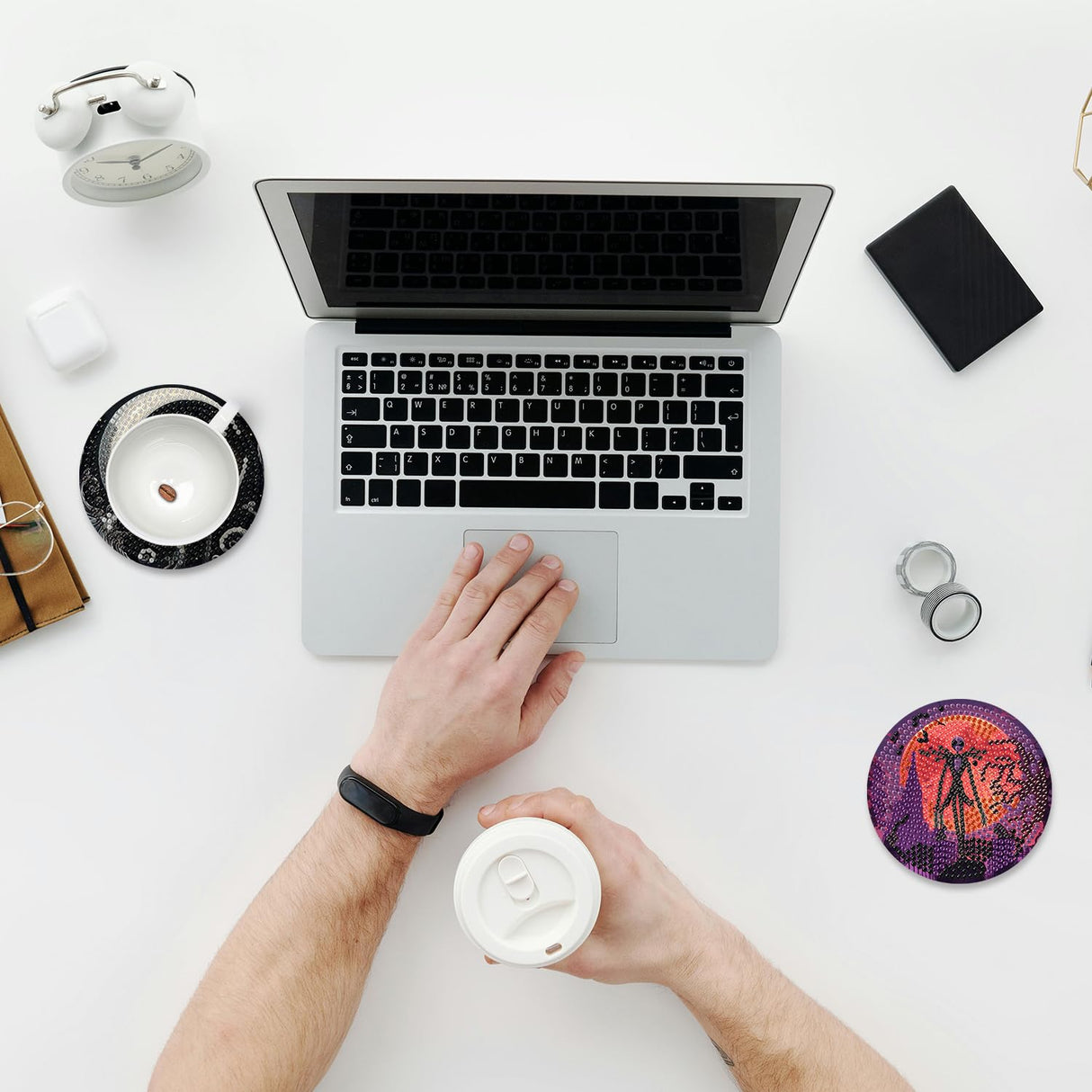 8 Pcs Halloween Diamond Painting Coasters Kits for Adults Beginners, DIY Horror Skull Diamond Art Coasters with Holder, Full Drill Rhinestone Painting Coaster Kits for Supplies Gifts 4X4 Inch. MBNTJHT