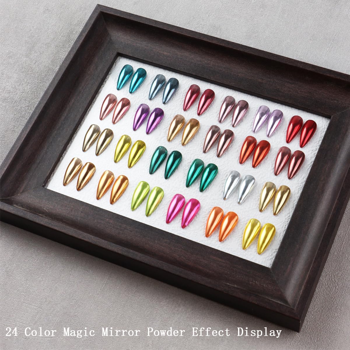 24Pcs Chrome Nail Powder Set - Metallic Mirror Effect Holographic Iridescent Aurora Mermaid Nail Powder Pigment Silver Red Green Gold Nail Chrome Powder for Nails Art Decoration(24 Eye Shadow Sticks) SUTOZMIWE