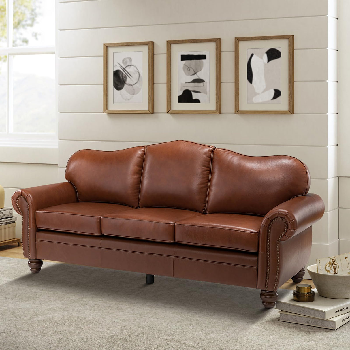 The support you need Classic 3-Seater Sofa with Premium Leather Upholstery, Stylish & Comfortable Sofa for Living Room or Office, Easy to Maintain & Long-Lasting Brown The support you need