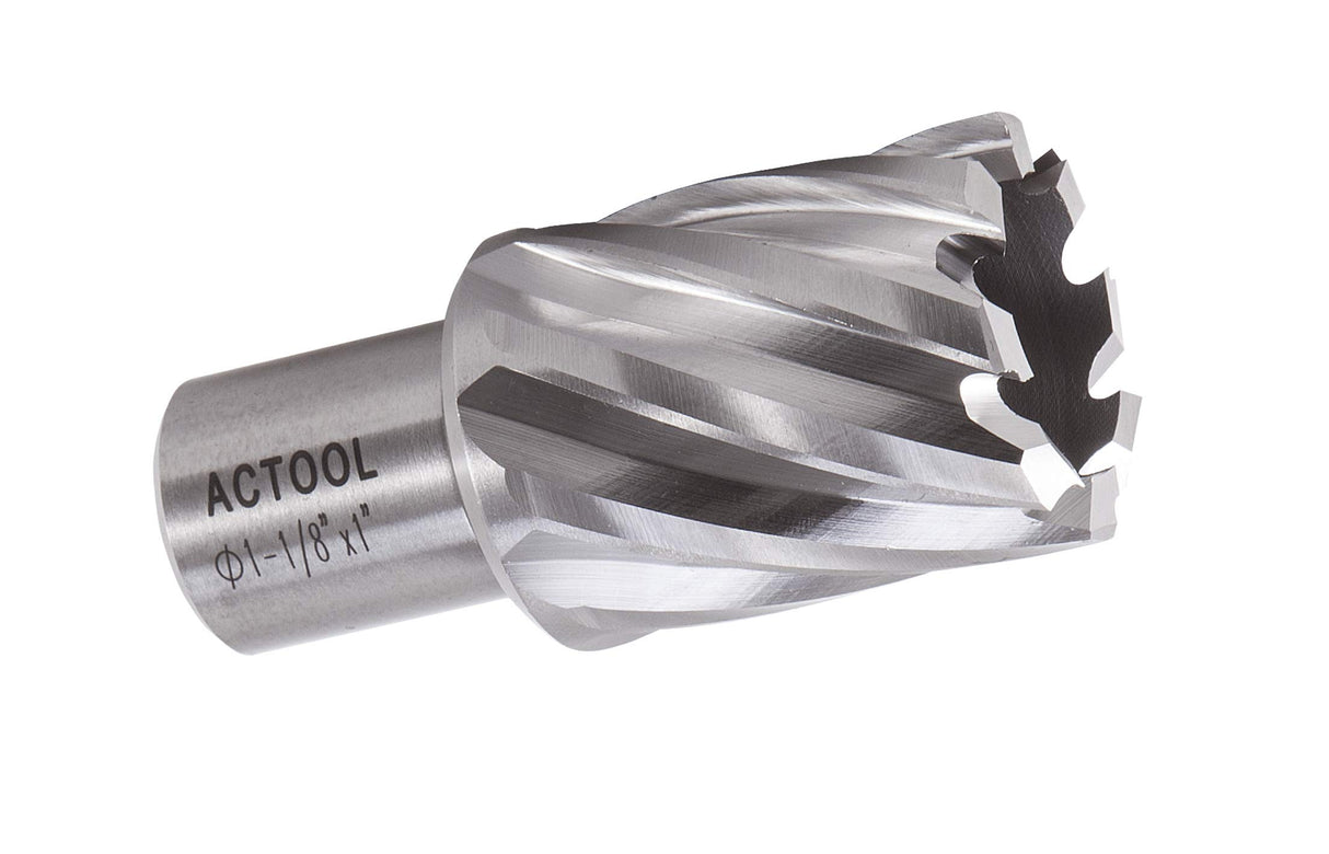 ACTOOL 1-1/8" Diameter × 1" Depth of Cut HSS ANNULAR Cutter with 3/4'' Weldon Shank ACTOOL