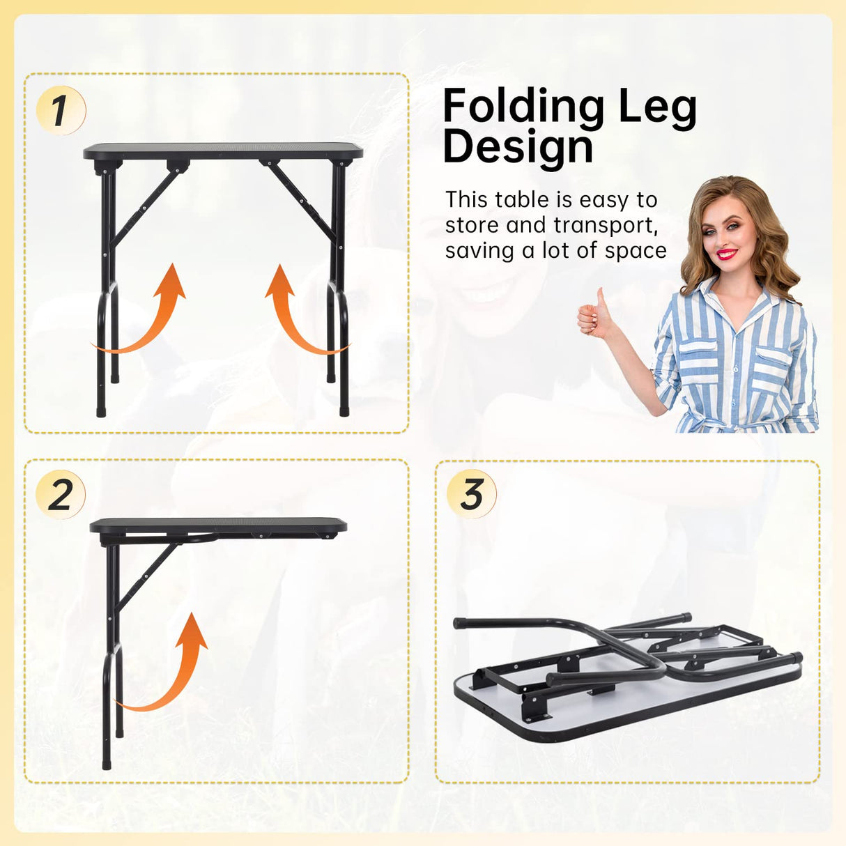 BestPet 32in 36in Dog Grooming Table Foldable Home Pet Bathing Station with Adjustable Height Portable Drying Table with Arm Noose for Medium Small Dogs (32 Inch) BestPet