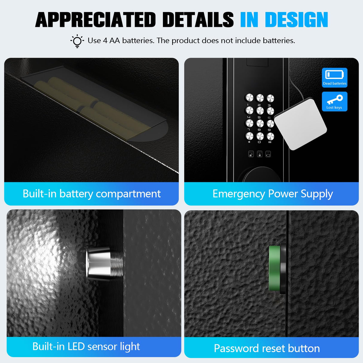 Gun Safe, 2.0 Cu ft Gun Safe for Handgun with Pistol Rack Door Organizer, Pistol Safe with Digital Electronic Keypad, Alarm Home Safe with Adjustable Shelf, Fixable Silent Safe for Valuables Dononr