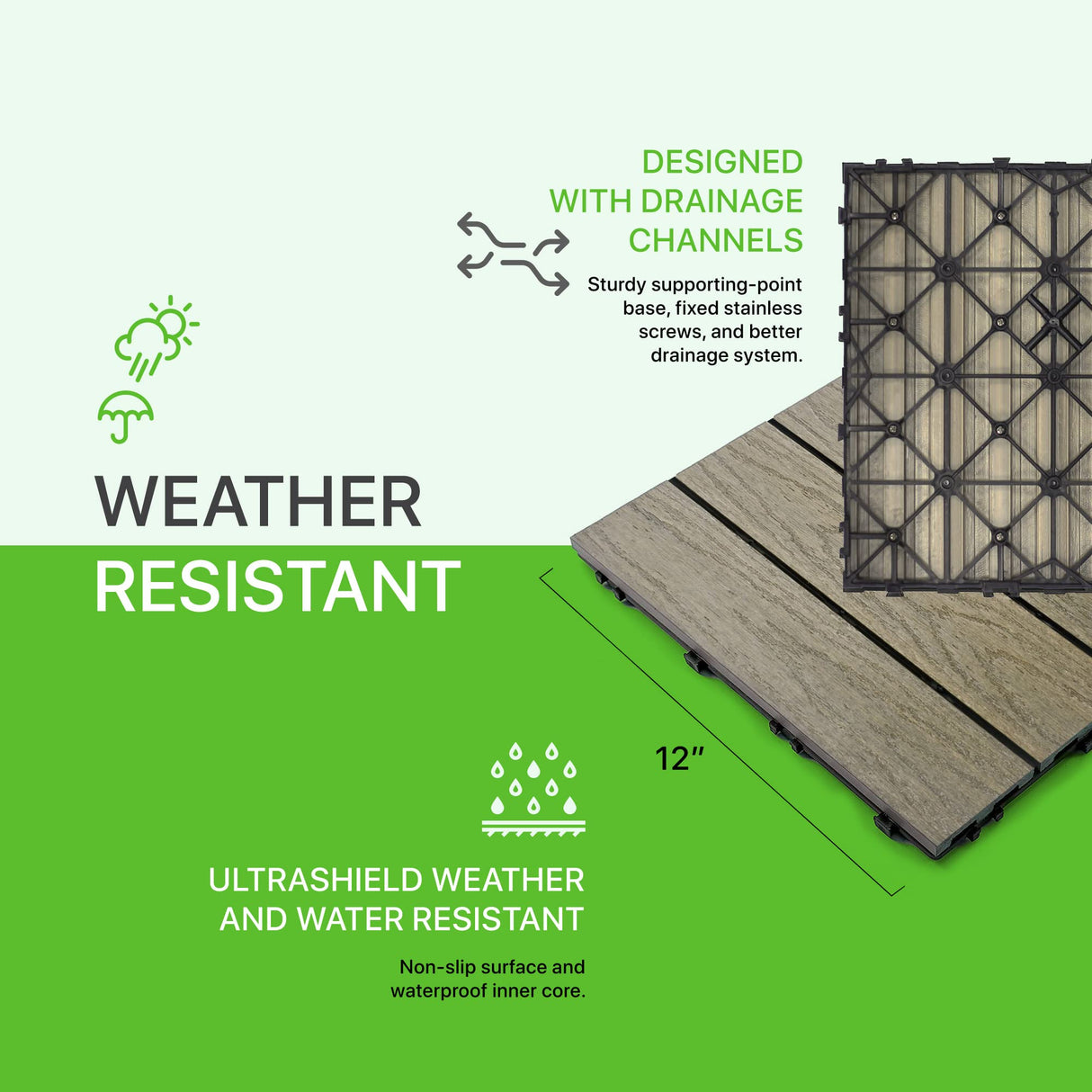 NewTechWood UltraShield Naturale 1 ft. x 1 ft. Quick Deck Outdoor Composite Deck Tile in Roman Antique (10 sq. ft. per Box) NewTechWood