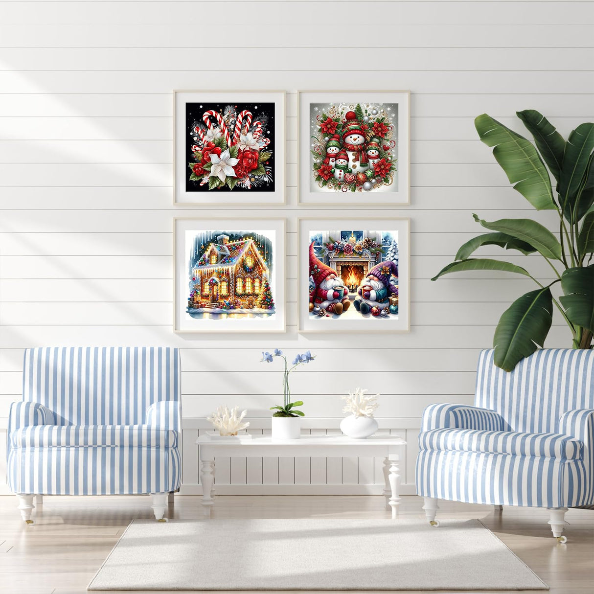 Paint by Numbers for Adults and Kids Beginner, 4 Pack Christmas Painting by Number Kits On Canvas, Number Artist Paint by Number Kit DIY Oil Painting Acrylic Paints, Home Wall Decor 10x10in Fairyland JinWenn