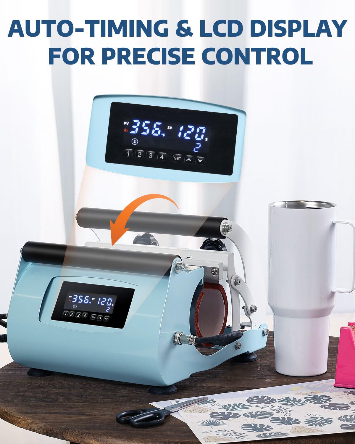 OFFNOVA 2 in 1 Dual 40 OZ Tumbler Heat Press Machine Double Station Combo Mug Heat Press Machine for 30oz 40oz Tumbler Top and Tapered Bottom Full Wrap Sublimation Printing OFFNOVA