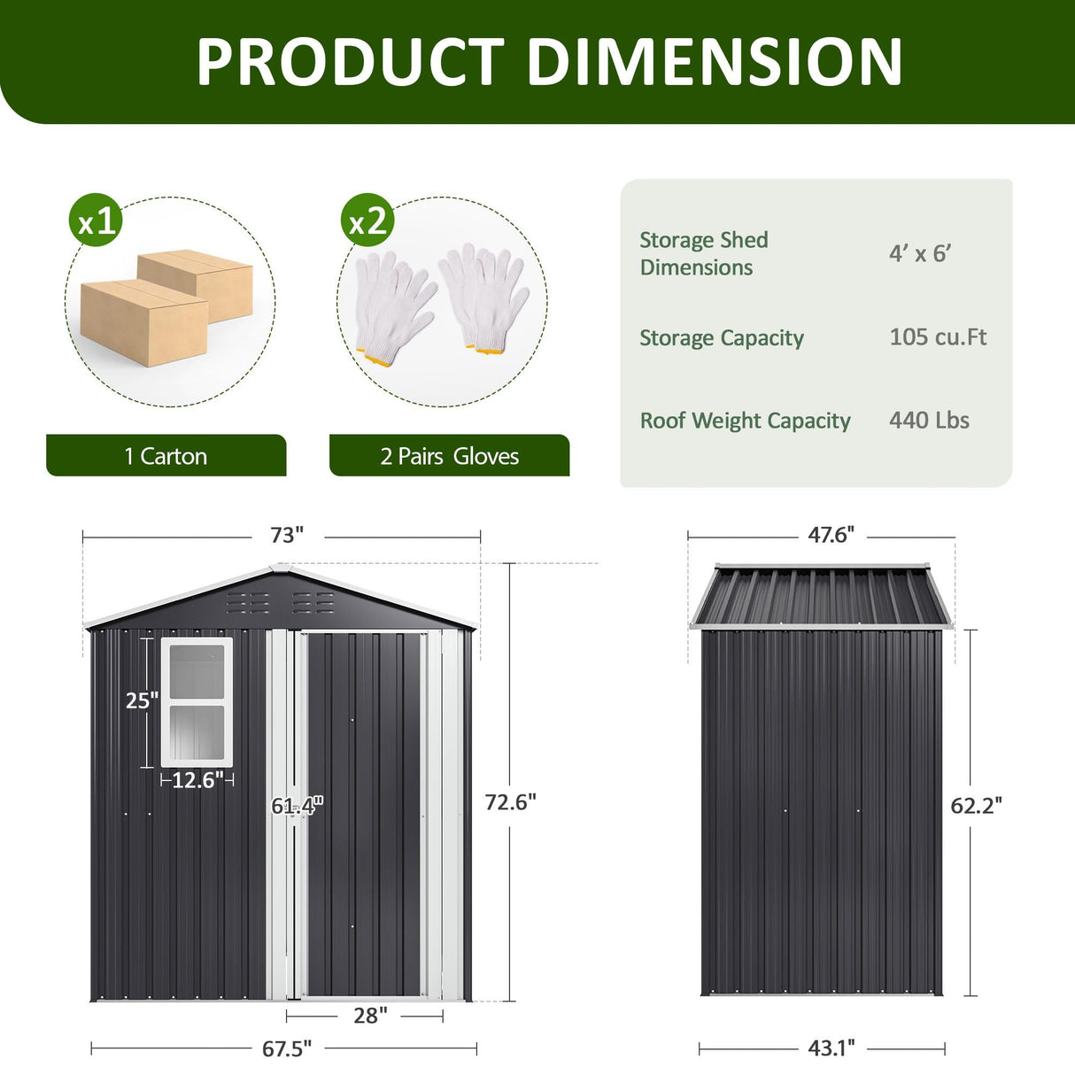 DAUSOLA 6x4 FT Outdoor Storage Shed, Metal Garden Tool Shed with Updated Frame Structure, Lockable Doors and Windows, Ideal for Backyard Garden Patio Lawn, Grey DAUSOLA