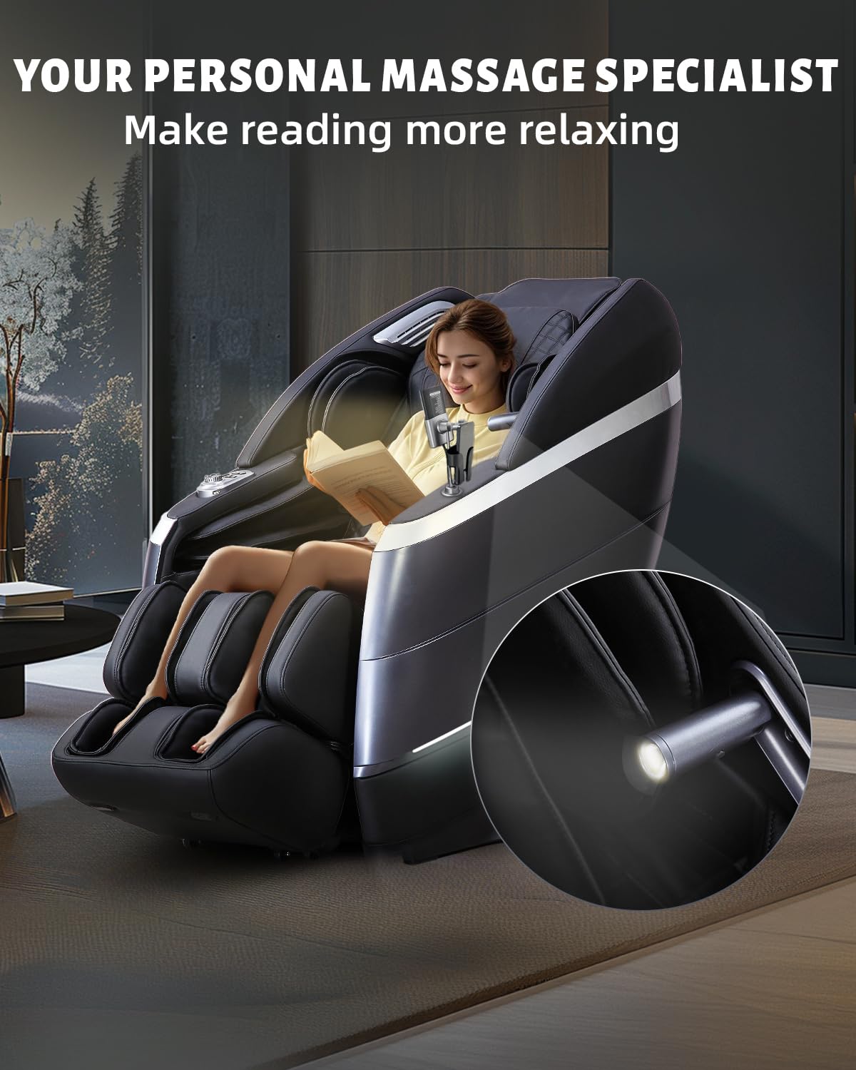RelaxRelife 4D Full Body Massage Chair with Flexible 166° Track, Reading Light, 18 Massage Modes, 11 Techniques, 36 Airbags, Zero Gravity Recliner with Yoga Stretch and Foot Massage Black RelaxRelife